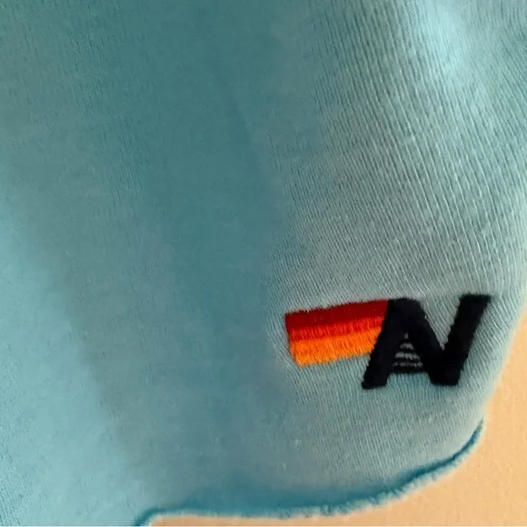 Aviator Nation Bolt Stripe Sleeveless Relaxed Sky Blue Pullover Hoodie - Picture 4 of 5